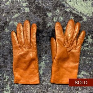 Leather gloves, cashmere lined, women's size 7, warm brown